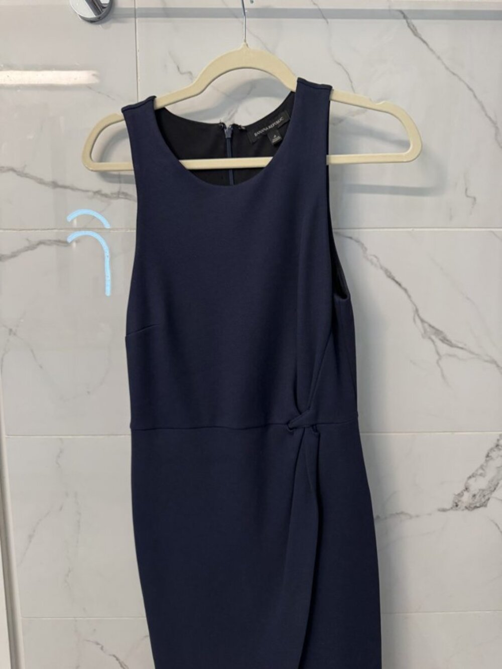 Banana Republic Navy Sleeveless Twist Waist Sheath Midi Dress Size 4